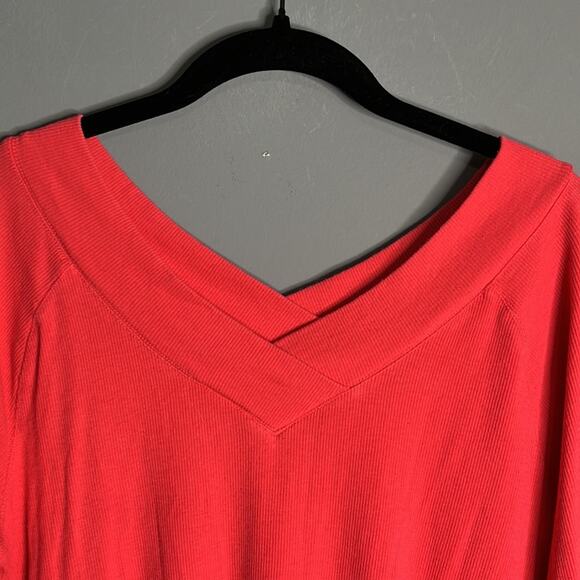 Soft Surroundings Dark Pink Ribbed Long Sleeve Top Size Medium - Picture 2 of 9